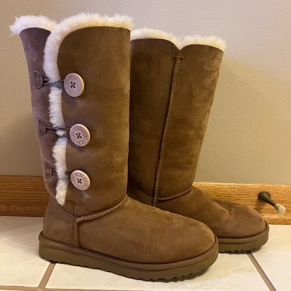 UGG® Bailey Suede Button Triplet II Water-Repellent Cold Weather Tall Boots - Picture 12 of 16